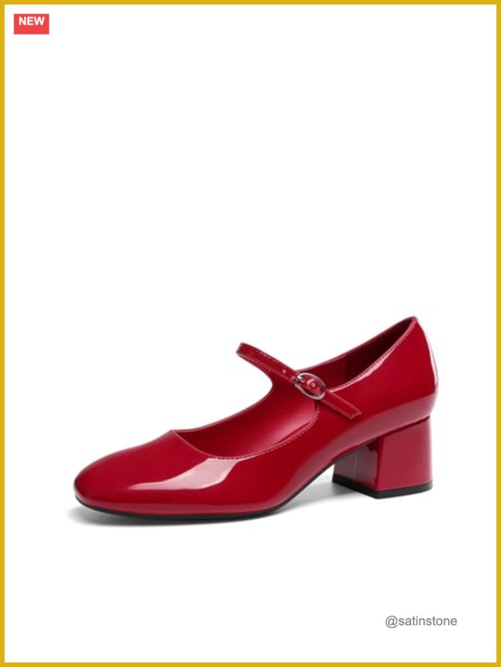 DREAM PAIRS Women's Mary Jane Low Chunky Heel Pumps Faux Leather